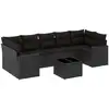 Image de vidaXL Ensemble de jardin canapé 8 pièces avec coussins noir poly rotin