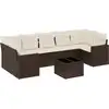 Image de vidaXL Ensemble de jardin canapé 8 pièces avec coussins Marron Poly rotin