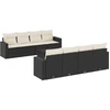 Image de vidaXL Ensemble de salon de jardin 9 pièces avec coussins noir poly rotin
