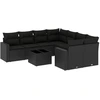 Image de vidaXL Ensemble de salon de jardin 9 pièces avec coussins noir poly rotin