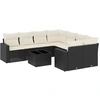 Image de vidaXL Ensemble de salon de jardin 9 pièces avec coussins noir poly rotin