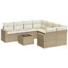 Image de vidaXL Ensemble de salon de jardin 9 pièces avec coussins beige Poly rotin