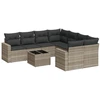 Image de vidaXL Ensemble de salon de jardin 9 pièces avec coussins gris clair Poly rotin