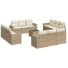 Image de vidaXL Ensemble de 13 canapés de jardin avec coussins Beige Poly Rattan