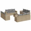 Image de vidaXL Ensemble de 13 canapés de jardin avec coussins Beige Poly Rattan
