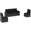 Image de vidaXL Ensemble de salon de jardin 5 pièces avec coussins noir poly rotin