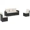 Image de vidaXL Ensemble de salon de jardin 5 pièces avec coussins noir poly rotin
