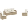 Image de vidaXL Ensemble de salon de jardin 5 pièces avec coussins Beige Poly Rattan