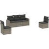 Image de vidaXL Ensemble de salon de jardin 5 pièces avec coussins Gris Poly rotin