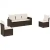 Image de vidaXL Ensemble de salon de jardin 5 pièces avec coussins Marron Poly Rattan