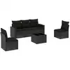 Image de vidaXL Ensemble de salon de jardin 6 pièces avec coussins noir poly rotin