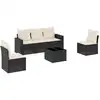 Image de vidaXL Ensemble de salon de jardin 6 pièces avec coussins noir poly rotin
