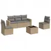 Image de vidaXL Ensemble de salon de jardin 6 pièces avec coussins Beige Poly Rattan