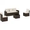 Image de vidaXL Ensemble de salon de jardin 6 pièces avec coussins Marron Poly Rattan