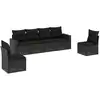 Image de vidaXL Ensemble de salon de jardin 6 pièces avec coussins noir poly rotin