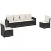 Image de vidaXL Ensemble de salon de jardin 6 pièces avec coussins noir poly rotin