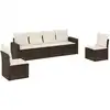 Image de vidaXL Ensemble de salon de jardin 6 pièces avec coussins Marron Poly Rattan