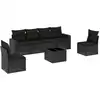 Image de vidaXL Ensemble de salon de jardin 7 pièces avec coussins noir poly rotin