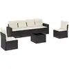 Image de vidaXL Ensemble de salon de jardin 7 pièces avec coussins noir poly rotin