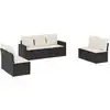 Image de vidaXL Ensemble de salon de jardin 7 pièces avec coussins noir poly rotin