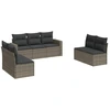 Image de vidaXL Ensemble de salon de jardin 7 pièces avec coussins Gris Poly rotin