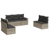 Image de vidaXL Ensemble de salon de jardin 7 pièces avec coussins gris clair Poly rotin