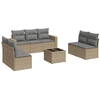 Image de vidaXL Ensemble de jardin canapé 8 pièces avec coussins Beige Poly Rattan