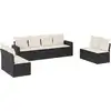 Image de vidaXL Ensemble de jardin canapé 8 pièces avec coussins noir poly rotin