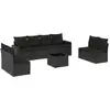 Image de vidaXL Ensemble de salon de jardin 9 pièces avec coussins noir poly rotin