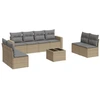 Image de vidaXL Ensemble de salon de jardin 9 pièces avec coussins beige Poly rotin