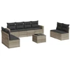 Image de vidaXL Ensemble de salon de jardin 9 pièces avec coussins gris clair Poly rotin