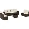 Image de vidaXL Ensemble de salon de jardin 9 pièces avec coussins Marron Poly Rattan