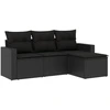 Image de vidaXL Ensemble de salon de jardin 4 pièces avec coussins noir poly rotin
