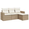 Image de vidaXL Ensemble de salon de jardin 4 pièces avec coussins Beige Poly Rattan