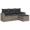 Image de vidaXL Ensemble de salon de jardin 4 pièces avec coussins Gris Poly rotin