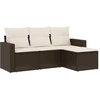 Image de vidaXL Ensemble de salon de jardin 4 pièces avec coussins Marron Poly Rattan