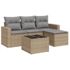 Image de vidaXL Ensemble de salon de jardin 5 pièces avec coussins Beige Poly Rattan