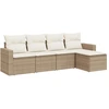 Image de vidaXL Ensemble de salon de jardin 5 pièces avec coussins Beige Poly Rattan