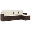 Image de vidaXL Ensemble de salon de jardin 5 pièces avec coussins Marron Poly Rattan