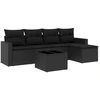 Image de vidaXL Ensemble de salon de jardin 6 pièces avec coussins noir poly rotin