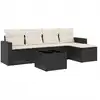 Image de vidaXL Ensemble de salon de jardin 6 pièces avec coussins noir poly rotin