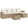 Image de vidaXL Ensemble de salon de jardin 6 pièces avec coussins Beige Poly Rattan