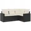 Image de vidaXL Ensemble de salon de jardin 4 pièces avec coussins noir poly rotin