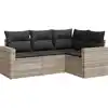 Image de vidaXL Ensemble de salon de jardin 4 pièces avec coussins gris clair Poly rotin