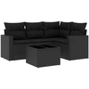 Image de vidaXL Ensemble de salon de jardin 5 pièces avec coussins noir poly rotin