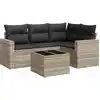 Image de vidaXL Ensemble de salon de jardin 5 pièces avec coussins gris clair Poly rotin