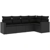 Image de vidaXL Ensemble de salon de jardin 5 pièces avec coussins noir poly rotin