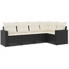 Image de vidaXL Ensemble de salon de jardin 5 pièces avec coussins noir poly rotin