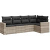 Image de vidaXL Ensemble de salon de jardin 5 pièces avec coussins gris clair Poly rotin