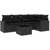 Image de vidaXL Ensemble de salon de jardin 6 pièces avec coussins noir poly rotin